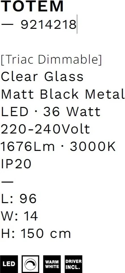 Lustra LED suspendata liniara design decorativ 3000K TOTEM