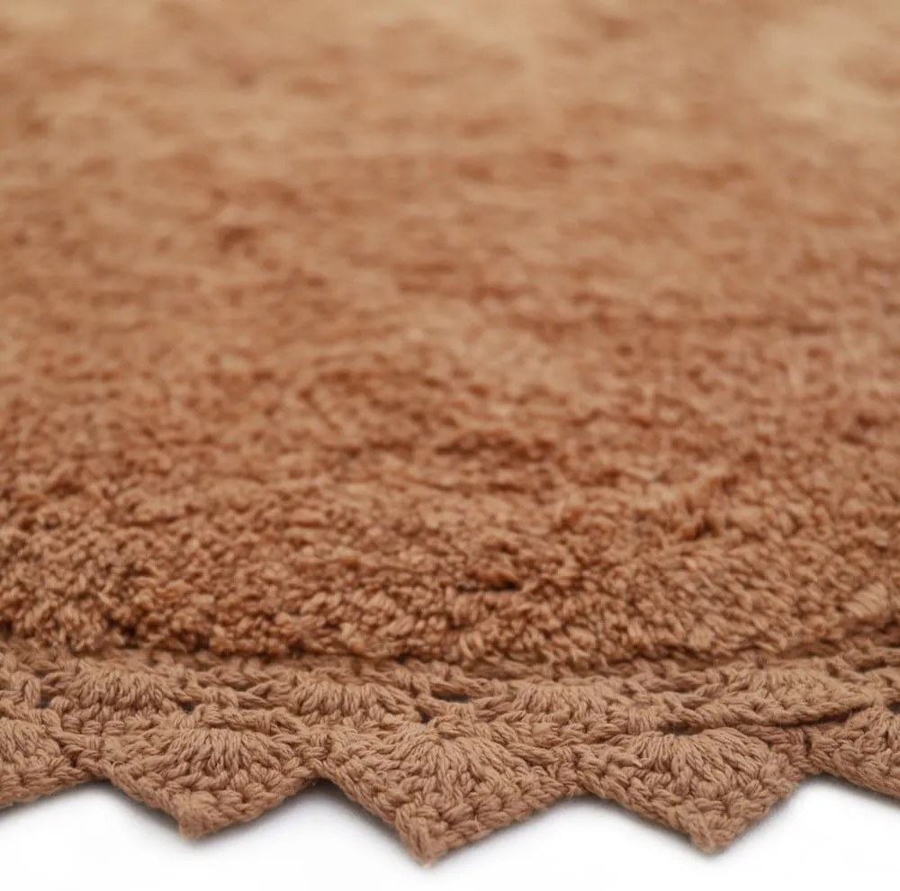 Covor cărămiziu lavabil țesut manual rotund din bumbac ø 110 cm Perla Toffee – Nattiot