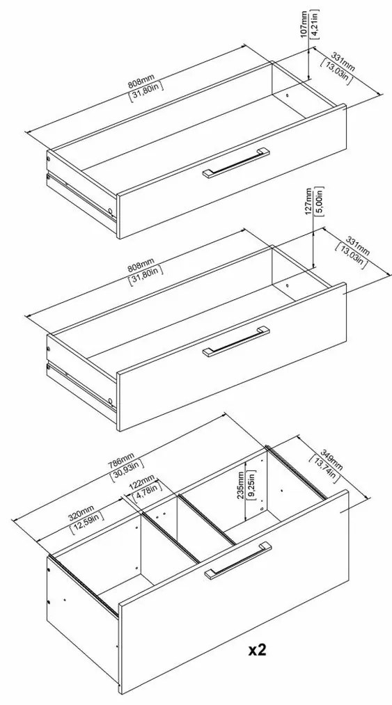 Sertare pentru dulapuri Modulo, stejar sonoma
