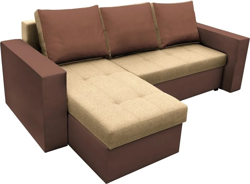 Coltar extensibil Toledo, 226x145x79 cm, 2 lazi depozitare, Reversibil, Maro/Crem