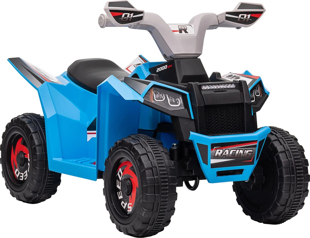 HOMCOM ATV pentru Copii 18-36 Luni din PP și Metal cu Roți Rezistente, Viteză Max 2.5 km/h, Design Atractiv, Albastru Gri și Negru | Aosom Romania