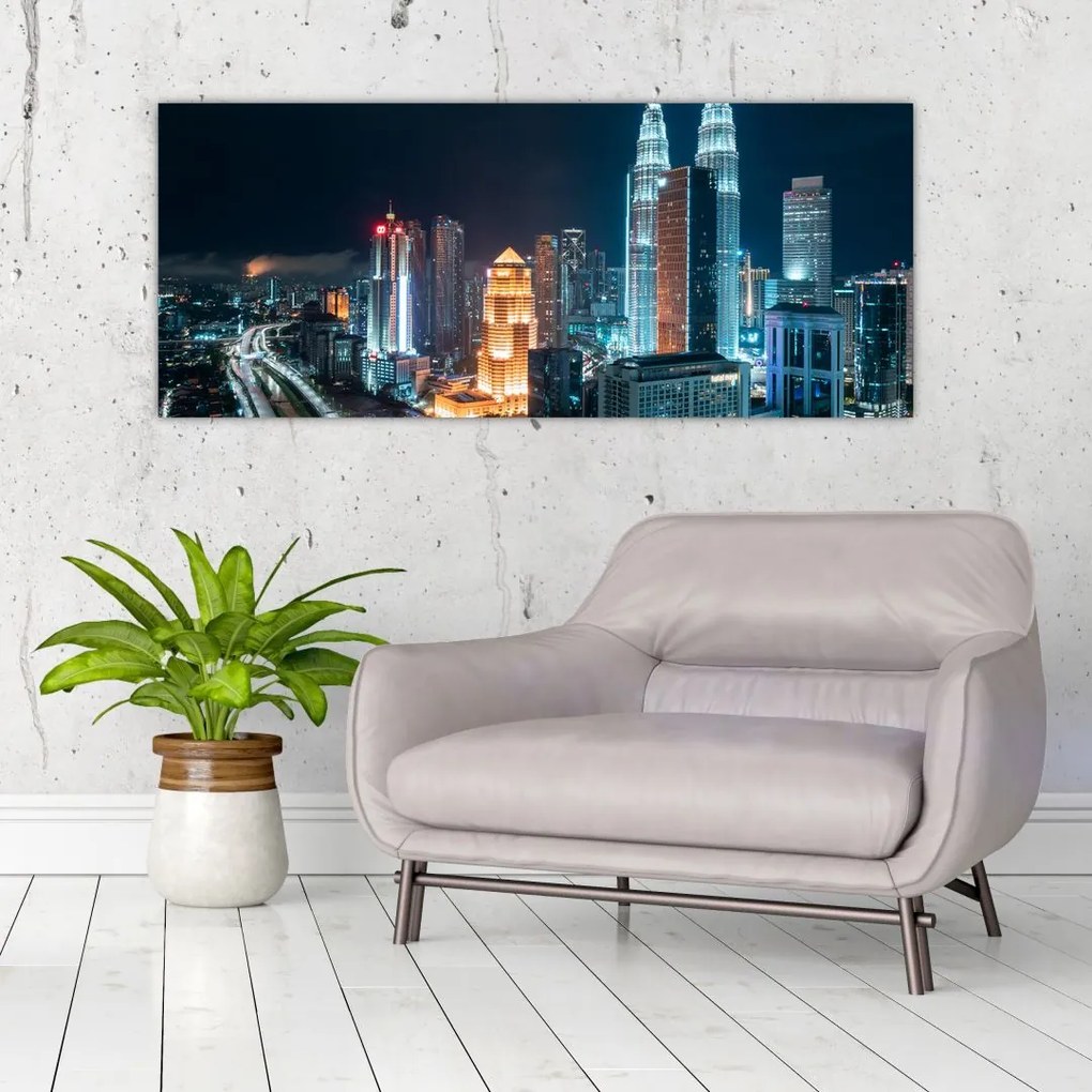 Tablou - Noaptea în Kuala Lumpur (120x50 cm)