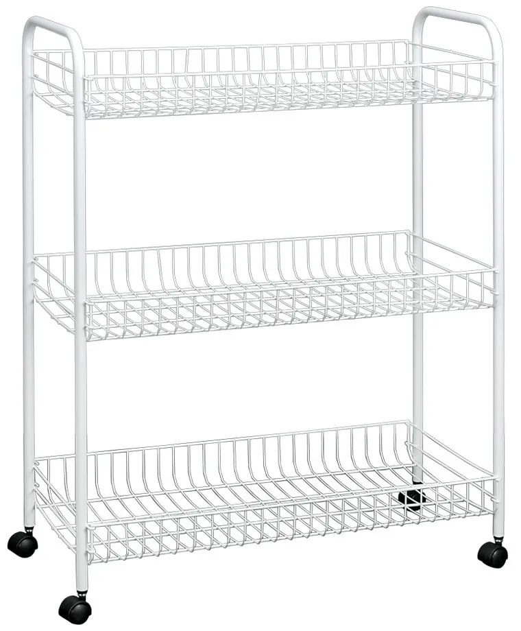 Cărucior mobil cu 3 rafturi pentru baie Metaltex Laundry, 31 x 84 cm