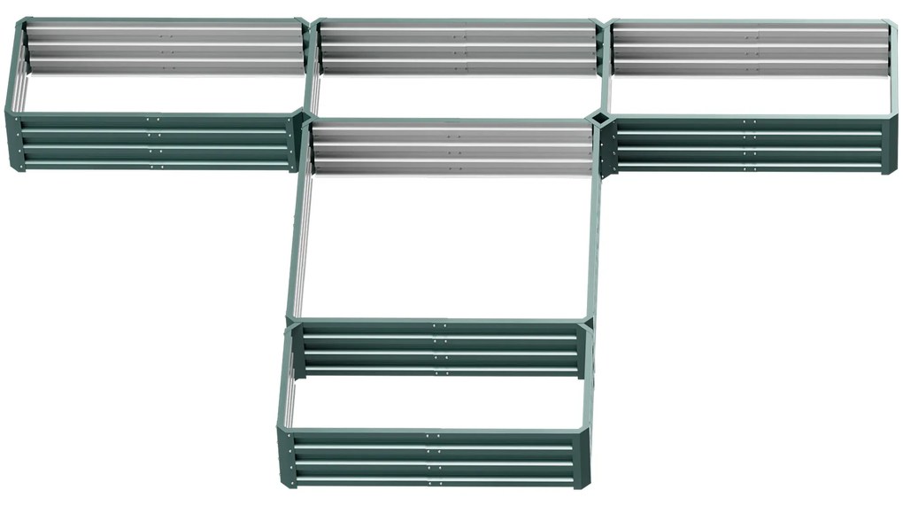 Outsunny Set de 5 jardiniere pentru gradina, pat de legume modular din otel, perfect pentru legume, plante si flori, verde | Aosom Romania