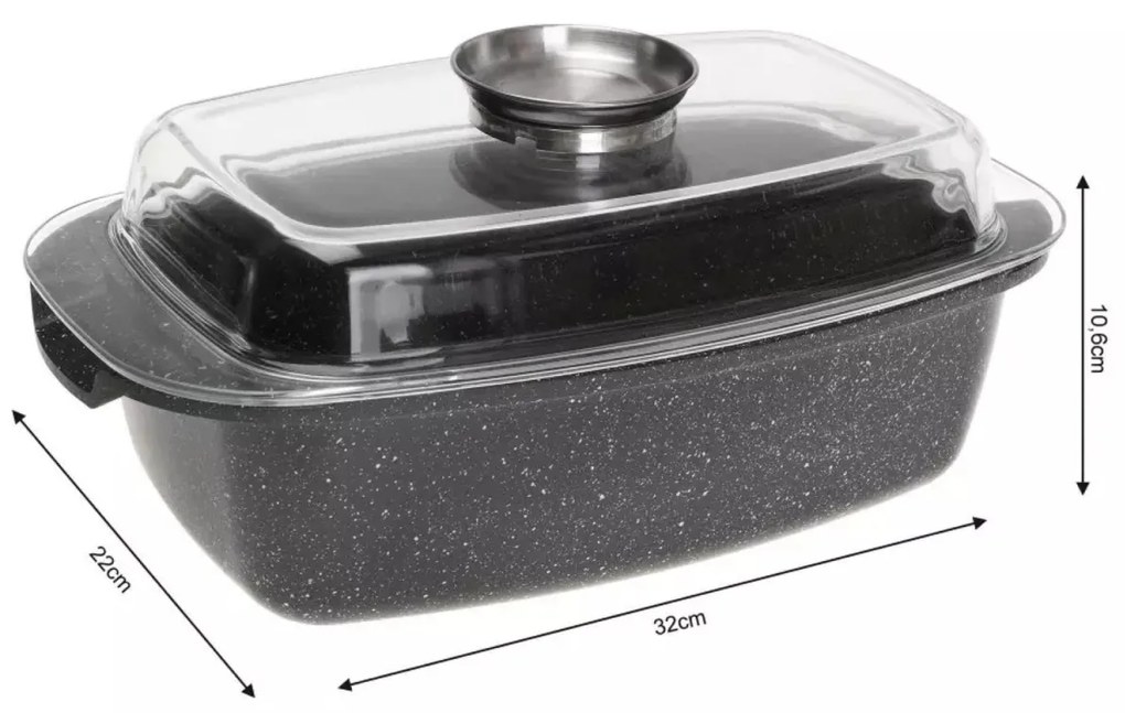 Tava pentru cuptor, roaster 5,5L Kinghoff KH1608, pentru friptura, antiaderenta, marmorata