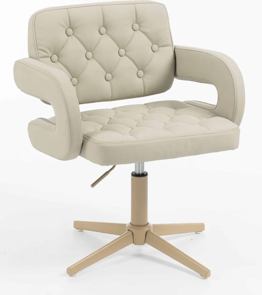 HR8403CROSS Scaun Ecru Piele Ecologica Premium Soft cu Bază Crem