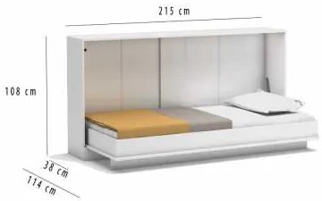 Pat rabatabil orizontal single fara somiera - PRIMER LIFE 200 (90X200) - Alb mat