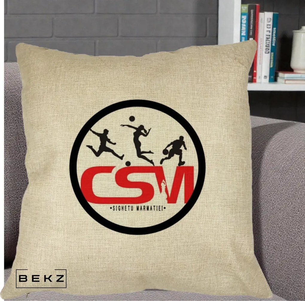 Perna Personalizata CSM Sighetu Marmatiei Sport, 40x40 cm, Crem, Husa Detasabila, Perna Inclusa, BEKZ®
