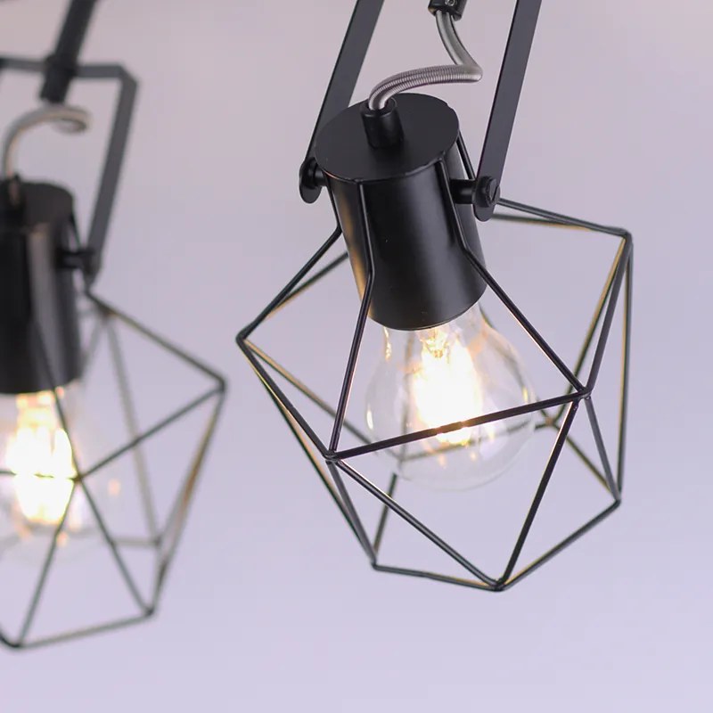 Spotlight industrial negru cu lemn 2 lumini - Sven