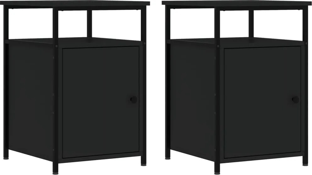 vidaXL Noptiere, 2 buc., negru, 40x42x60 cm, lemn prelucrat