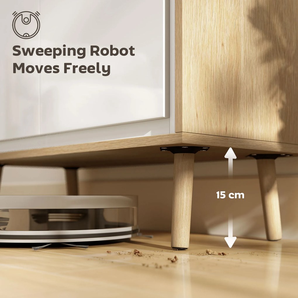 HOMCOM Dulap Modern cu 2 Uși și Raft Reglabil 72x35x77cm Alb și Stejar | Aosom Romania