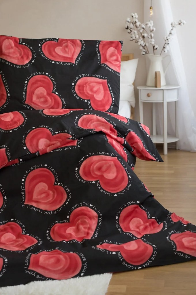 Lenjerie de pat din polibumbac VALENTINE, negru Dimensiune lenjerie de pat: 2 buc 70 x 90 cm | 200 x 220 cm