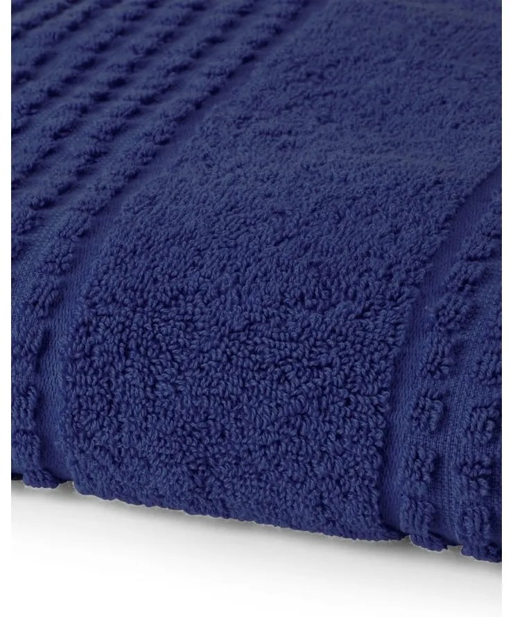 Prosop albastru închis din bumbac organic din frotir 70x140 cm Check – JUNA