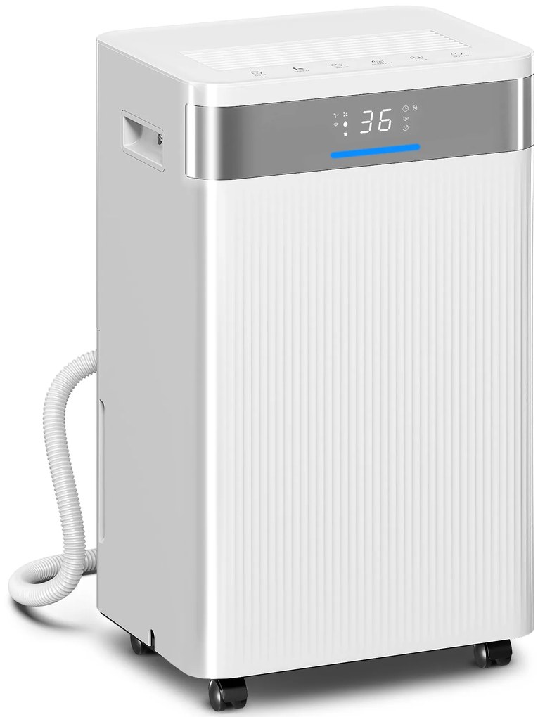 HOMCOM Dezumidificator, rezervor 4,5 L, temporizator 24 de ore, afișaj LED, plastic, alb | Aosom Romania