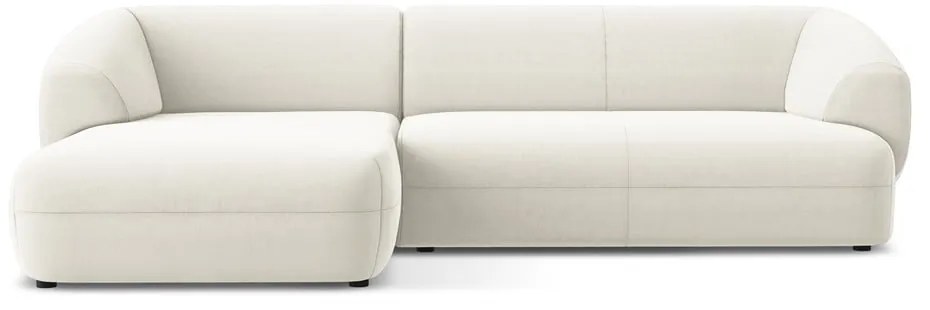 Colțar alb cu tapițerie din catifea (cu colț pe partea stângă) Moana – Makamii