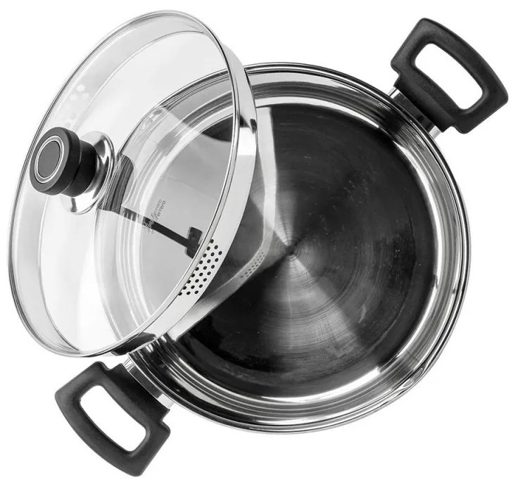 Cratiță Luigi Ferrero Sophia FR-3406, 26x14 cm, 7 l, Oțel 18/10, Capac din sticlă, Inducție, Inox