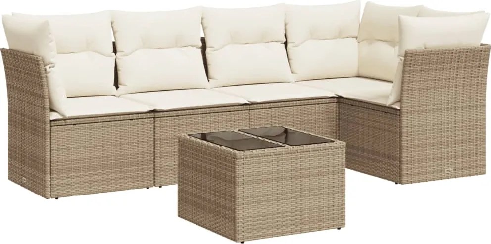 vidaXL Set canapele de grădină cu perne, 6 piese, bej, poliratan