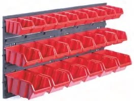 Panou suspendat 80 x 16,5 x 40 cm, 24 cutii de scule, negru/rosu