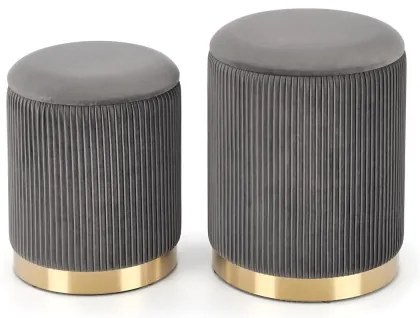 SET 2x taburet MONTY d. 36/66 cm gri/auriu