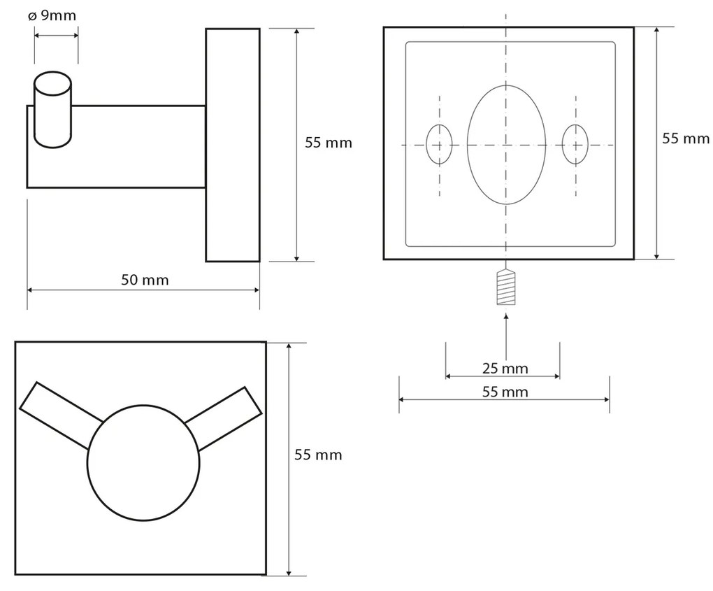 SAPHO XQ201 X-Square cârlig dublu, crom
