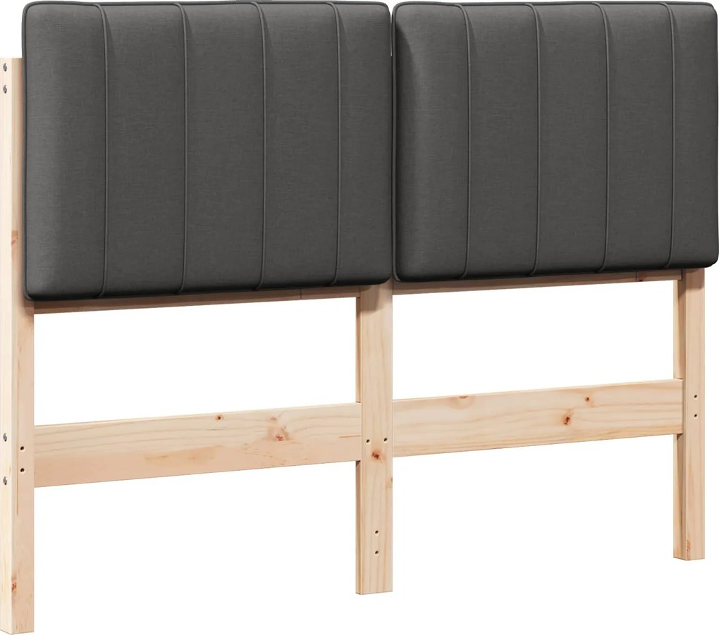 vidaXL Tăblie tapițată Maro și gri închis 120 cm Lemn de pin masiv