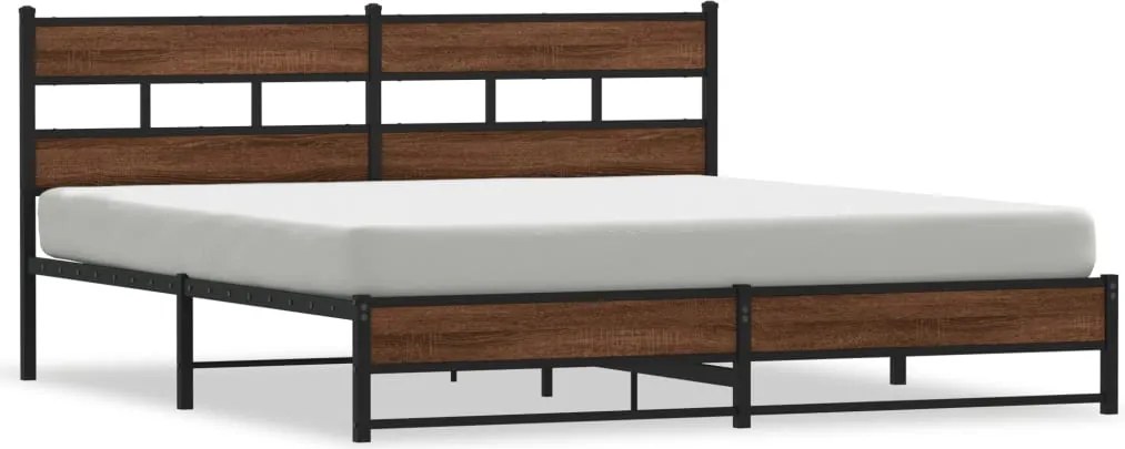 vidaXL Cadru de pat metalic fără saltea, stejar maro, 193x203 cm