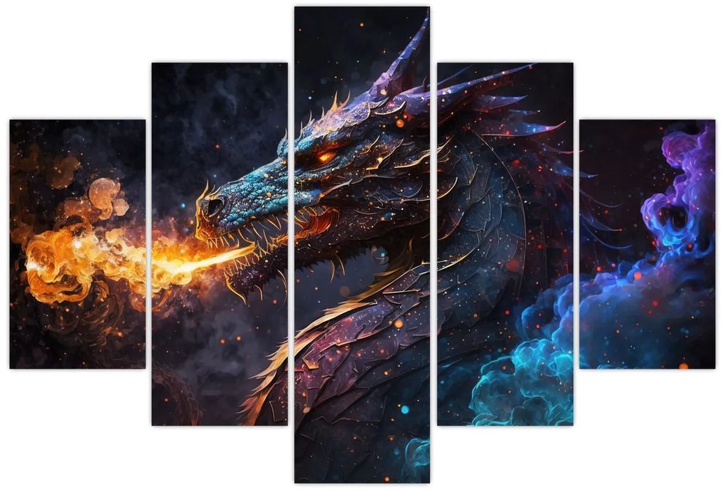 Tablou - Dragon scuipând flăcări (150x105 cm)