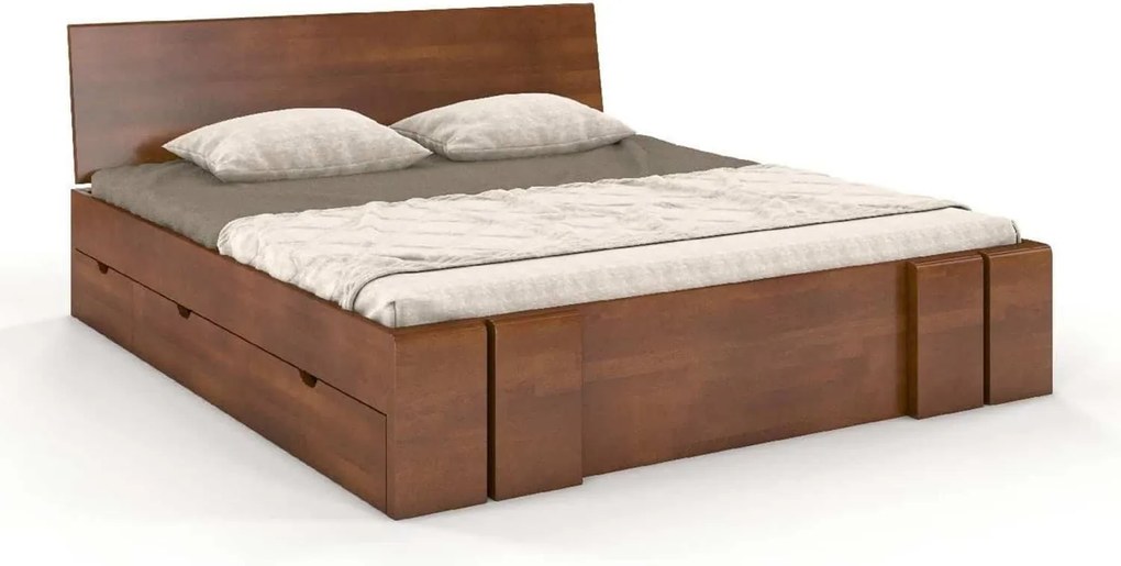 Pat lemn masiv TerraCraft Model 4 cu Sertar Fag Personalizabil - 200x200, Alb Pur