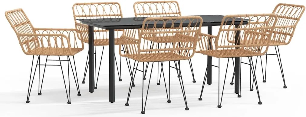 vidaXL Set mobilier de grădină, 7 piese, poliratan