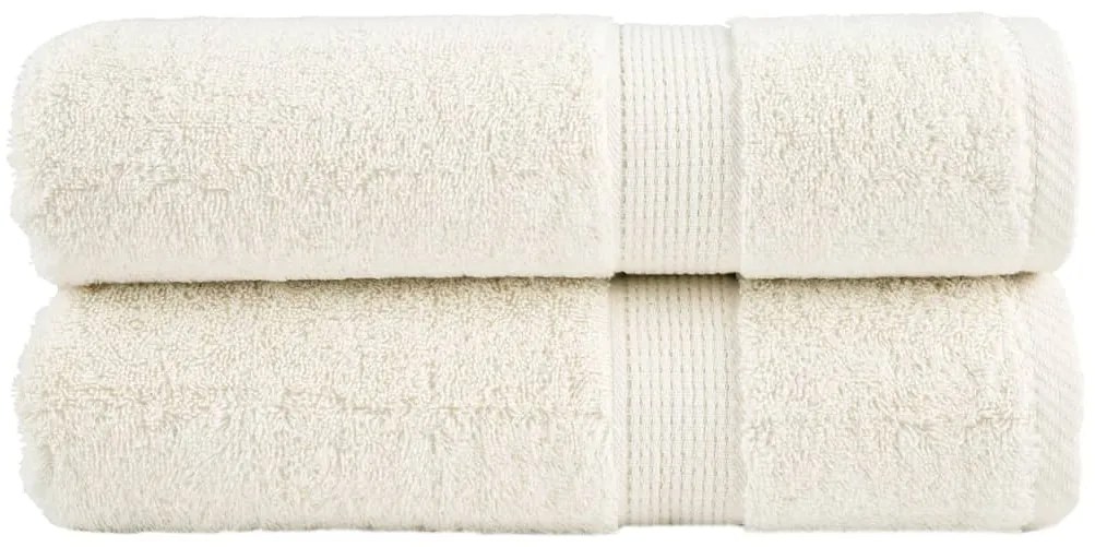 vidaXL Prosoape de duș premium SOLUND 2 buc. crem 70x140 cm 600 gsm