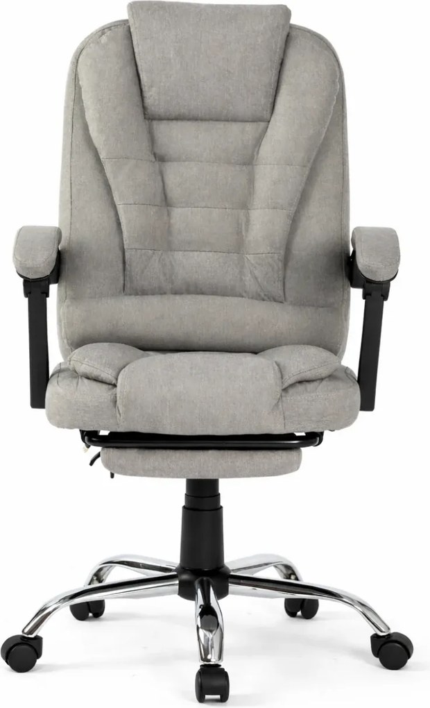 Scaun directorial, Masaj în perna lombară, Suport picioare, Rabatabil, textil, Gri