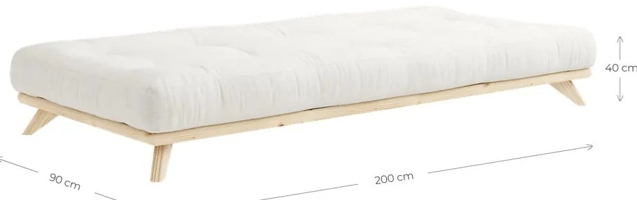 Pat din lemn masiv de pin cu somieră 90x200 cm Senza – Karup Design
