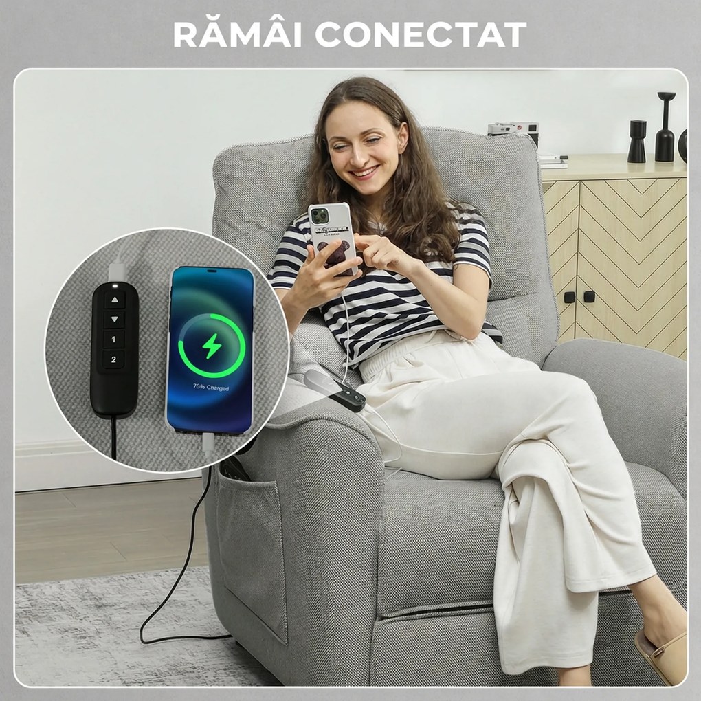 HOMCOM Fotoliu Relaxant Electric cu Masaj și Încălzire, Silențios, Reclinabil 150° în Cinilie cu Pernă, Funcție de Memorare, 2 Telecomenzi, Suport pentru Picioare, Pentru Living sau Birou, Gri Închis | Aosom Romania