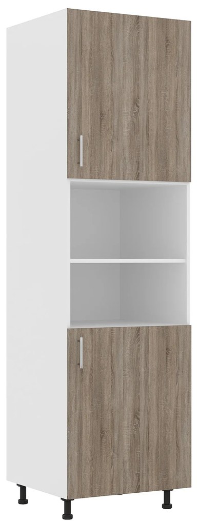 Corp Turn Karo, 2 Usi, cu spatiu cuptor, Stejar Sonoma Inchis/Alb, 60 x 57 x 210 cm
