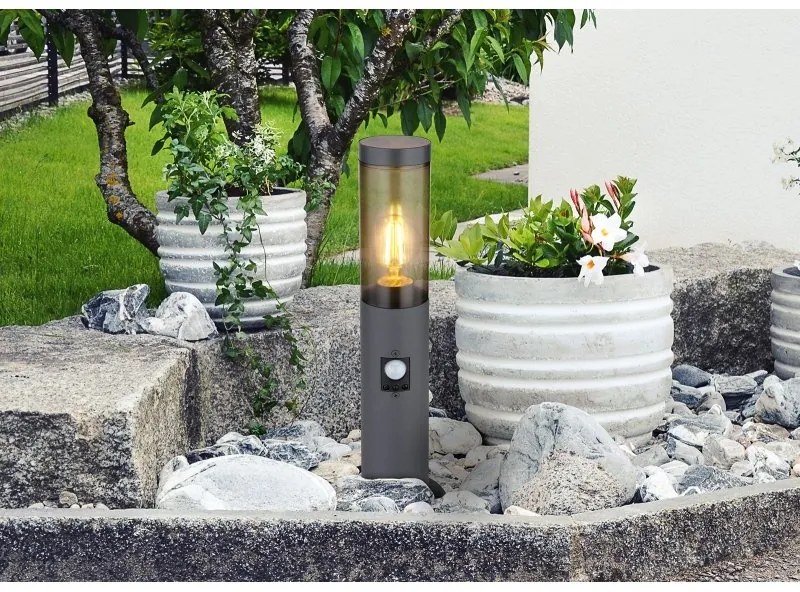 Stalp mic pentru iluminat exterior cu senzor de miscare design modern IP44 Boston antracit
