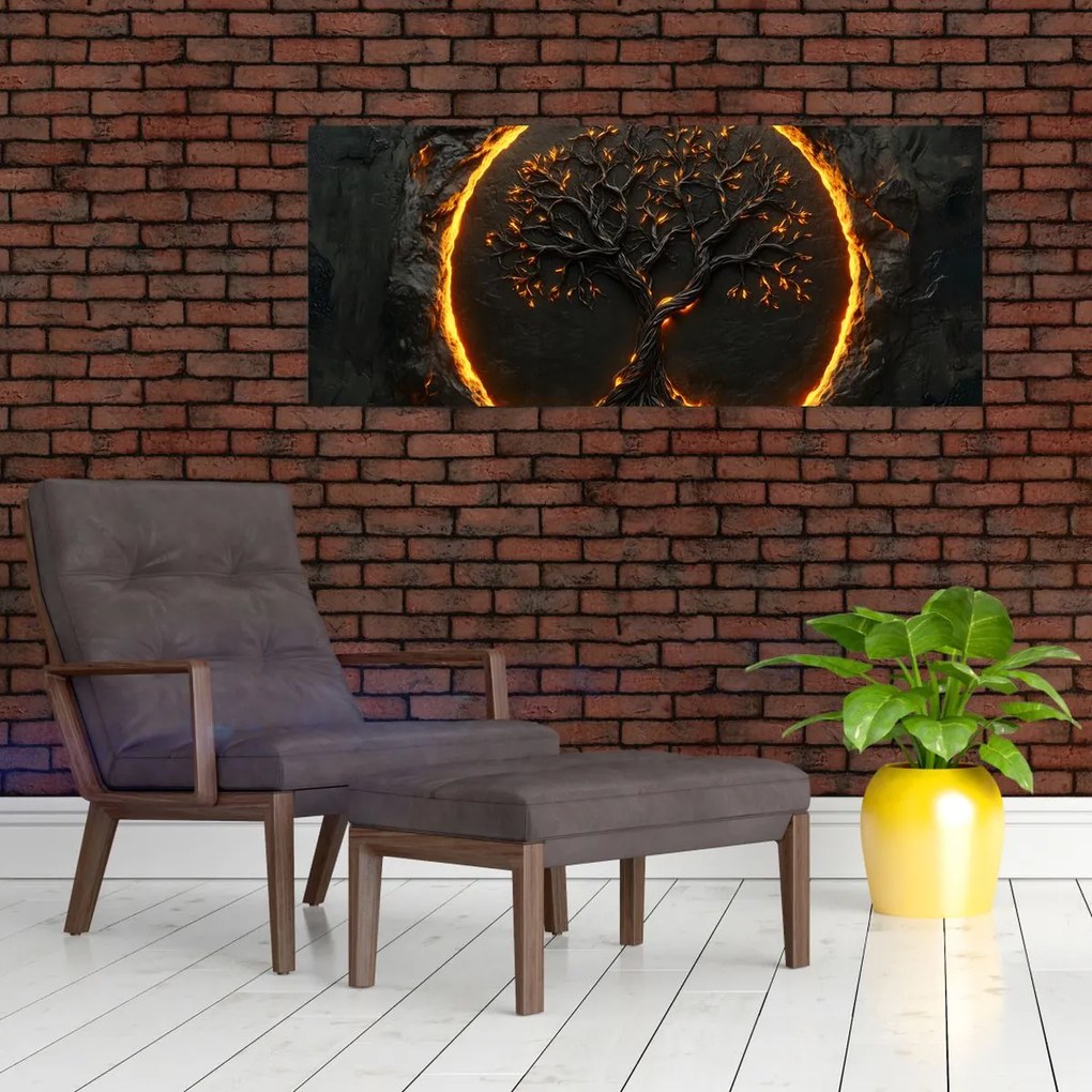 Tablou – Arborele vieții în lavă II. (120x50 cm)