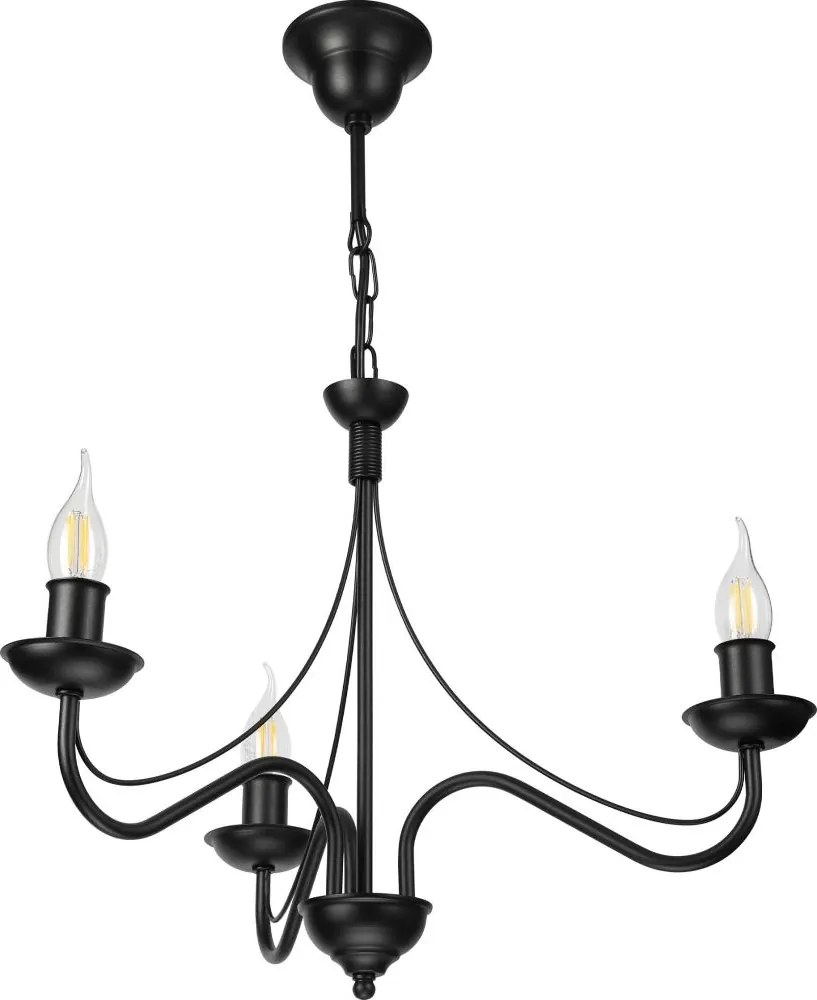 Candelabru pe lanț ANTON 3xE14/15W/230V negru