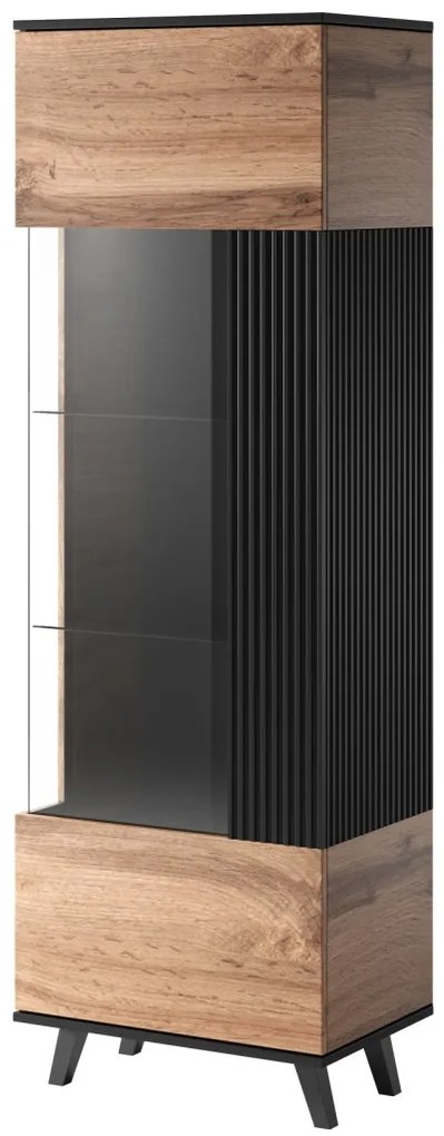 Corp depozitare Random W1 stejar wotan/negru - L60 x A40 x h182 cm
