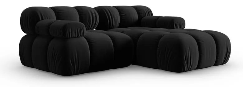 Colțar negru cu tapițerie din catifea (colț dreapta) Bellis – Micadoni Home