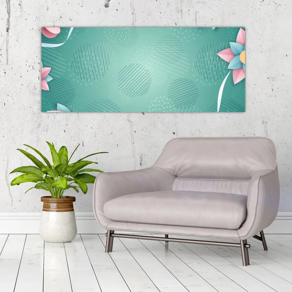 Tablou - Cercuri cu flori (120x50 cm)