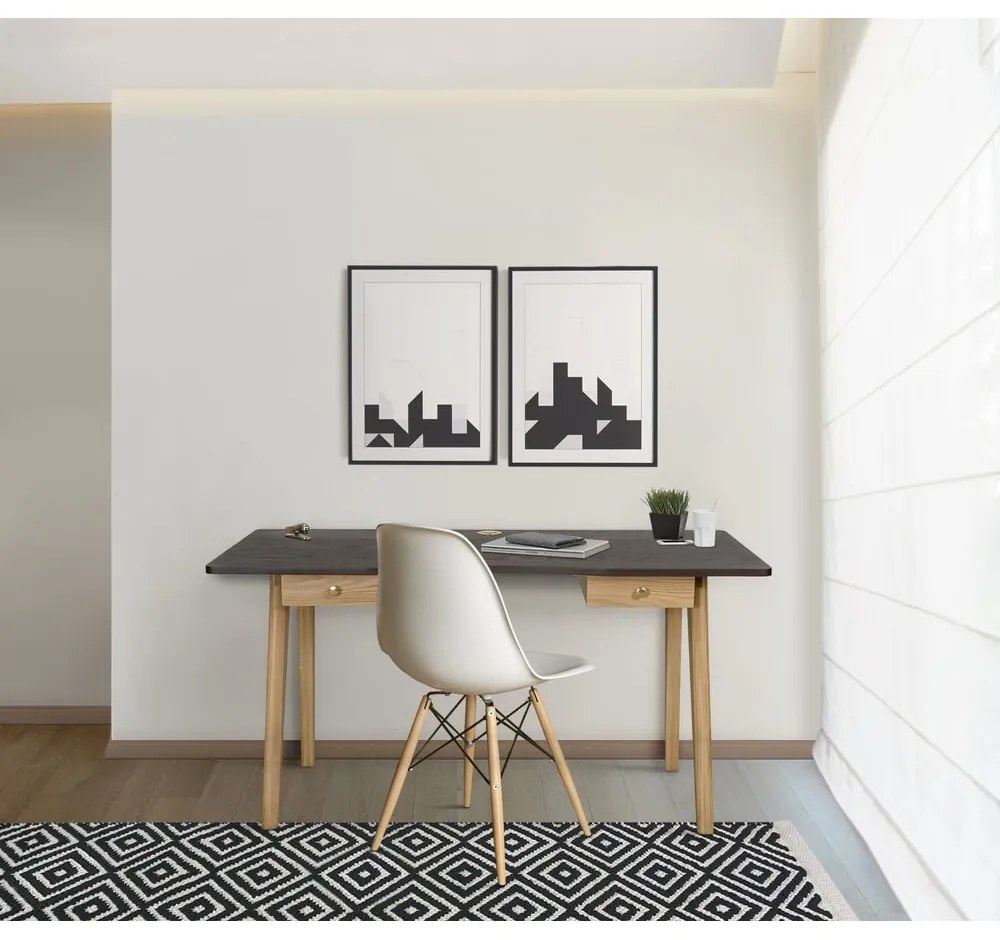 Birou cu aspect de lemn de stejar 70x140 cm Nice – Woodman