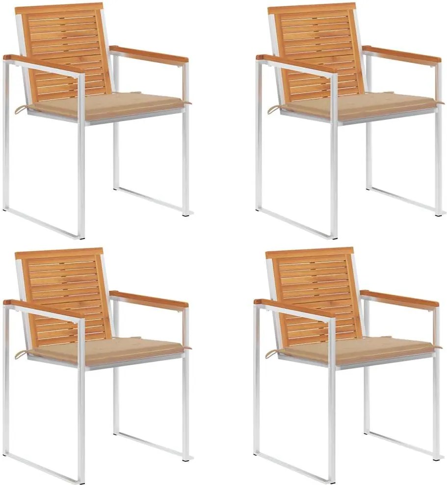 vidaXL Scaune de grădină cu perne, 4 buc., lemn masiv de acacia