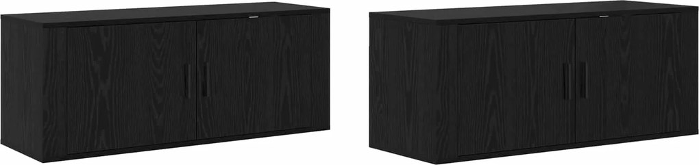 vidaXL Set Dulap TV montat pe perete Pe perete 2 pcs Stejar Negru