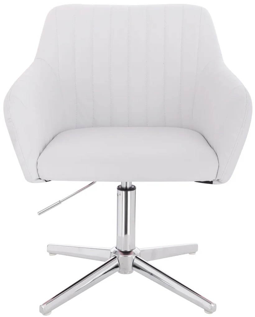 HC190CROSS Scaun Alb din Piele Ecologica cu Bază Cromata