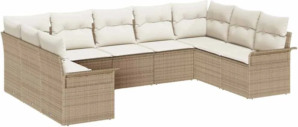 vidaXL Set de canapele pentru grădină 9 pcs Bej poliratan