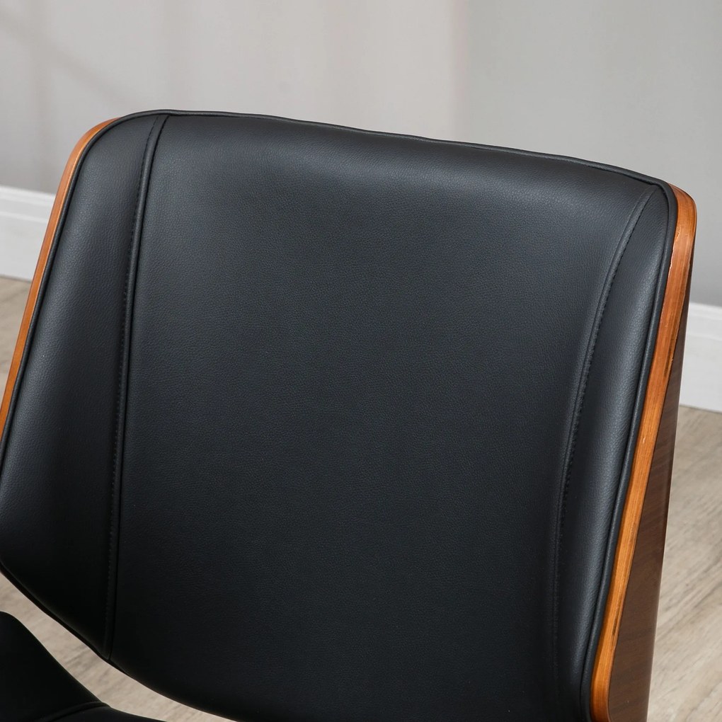 Vinsetto Scaun de birou design vintage înălțime reglabila pivotant 360° picioare cromate 51 x 65,5 x 86-96 cm negru | Aosom Romania