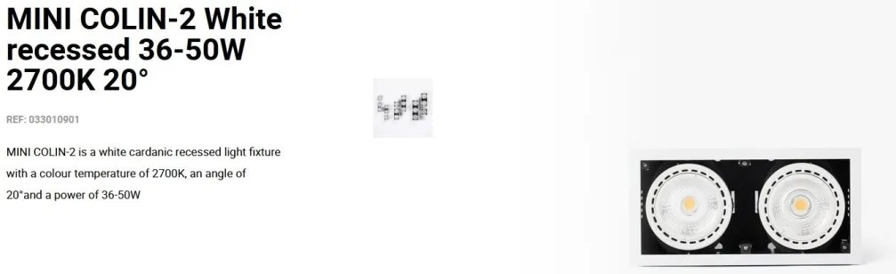 Spot LED incastrabil MINI COLIN-2 White recessed 36-50W 2700K 20°