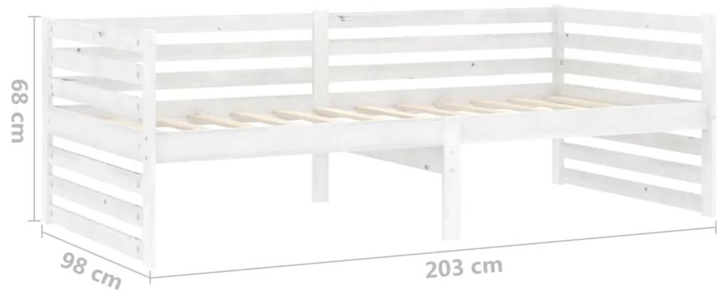 Pat de zi cu sertare, alb, 90x200 cm, lemn masiv de pin Alb