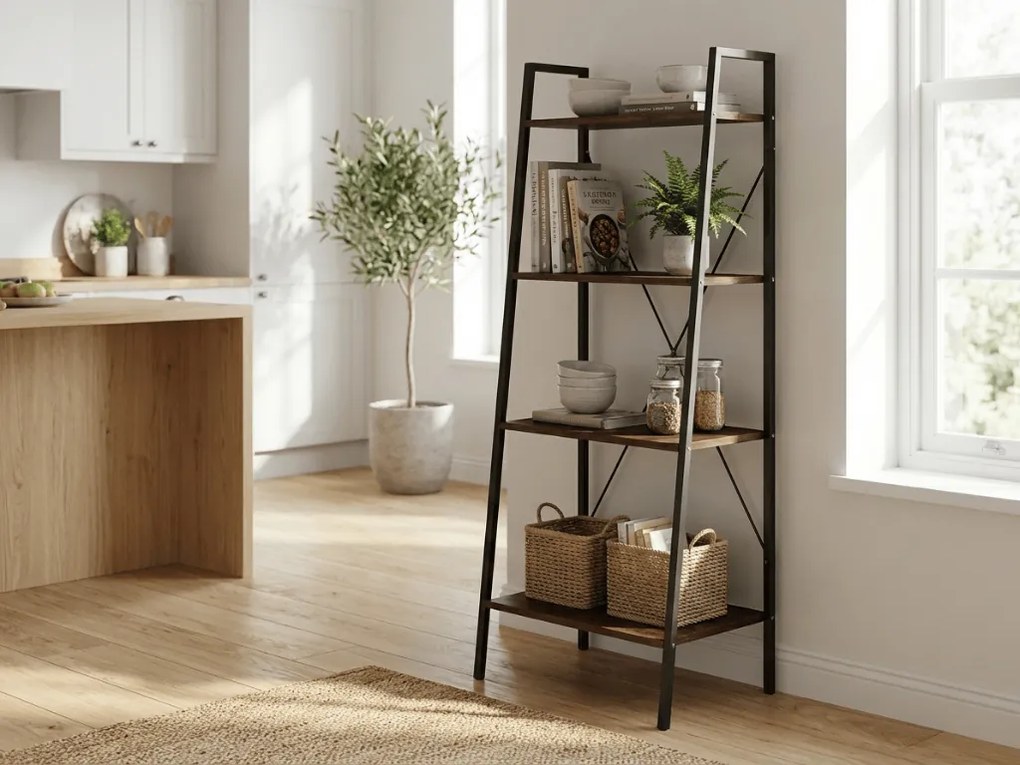 Biblioteca TAYLOR 4 rafturi 147x60 cm, rustic maro