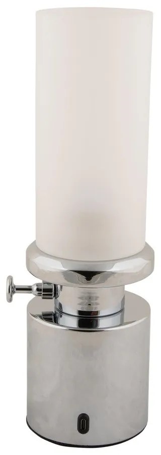 Veioză argintie LED cu intensitate reglabilă cu abajur din metal/cu abajur din sticlă (înălțime 29,5 cm) Camp – Leitmotiv